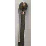 An anodised brass curtain pole with fittings, 100" long approx
