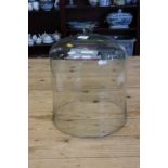 A green glass bell jar, 15 1/4" high