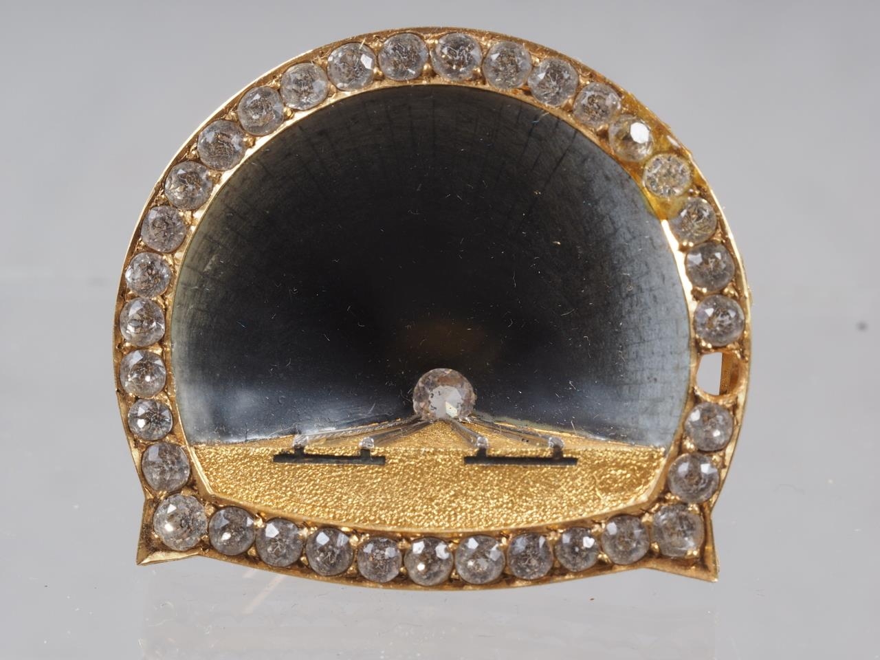 A yellow metal brooch, formed as the Mersey tunnel, engraved to the back "In commemoration of the - Image 2 of 5