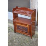 An Edwardian carved walnut wall cupboard, fitted shelf over one door, 15" wide x 16 1/2" deep x