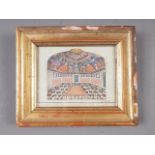 Indian School: watercolours, interior scene of a tomb, 3 1/4" x 4 1/4", in gilt strip frame