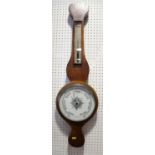 A 19th century walnut cased banjo barometer and thermometer, an oak cased circular barometer, four