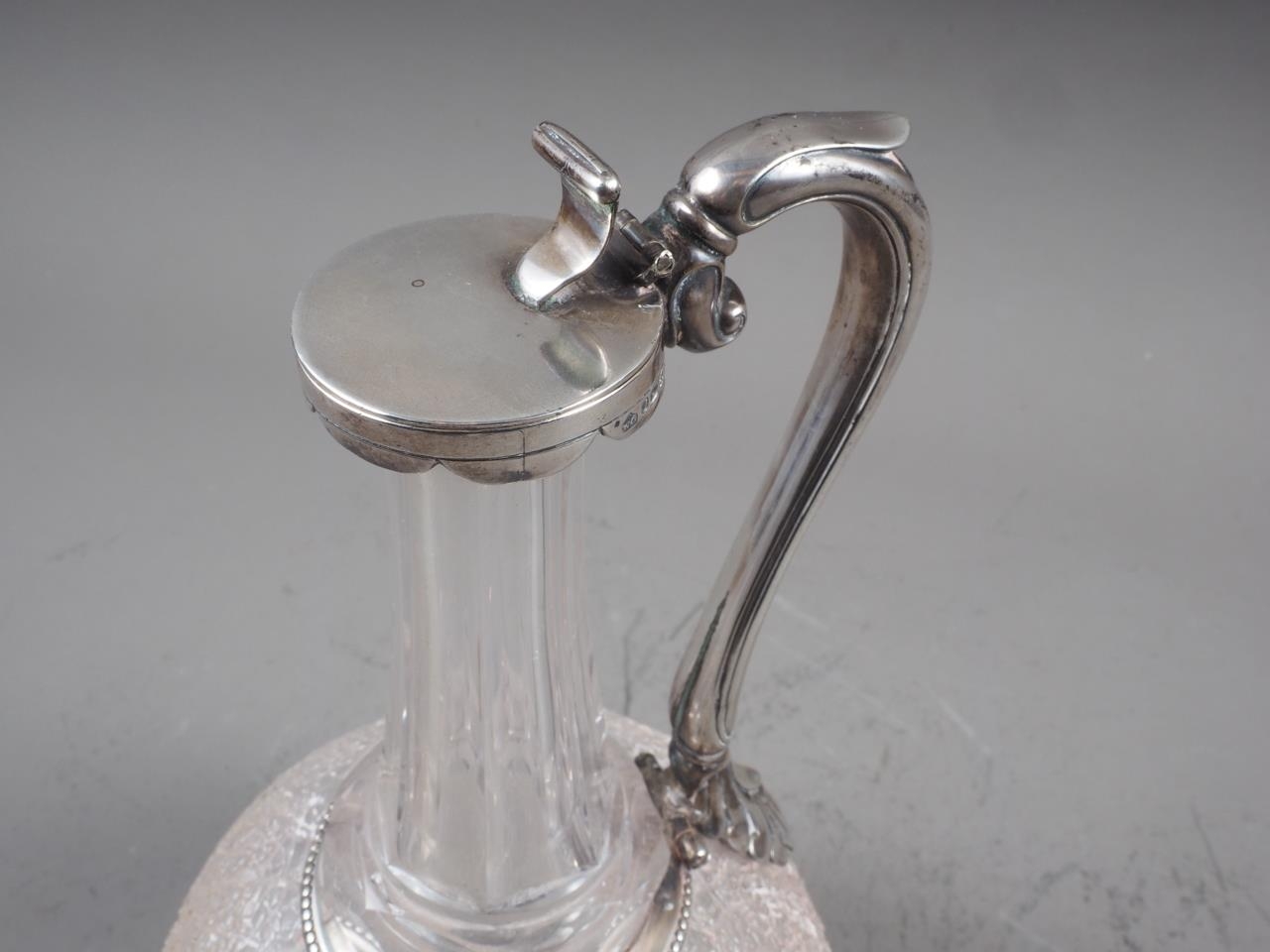 A 19th century silver mounted cut and crushed ice glass decanter, 10" high - Image 3 of 3