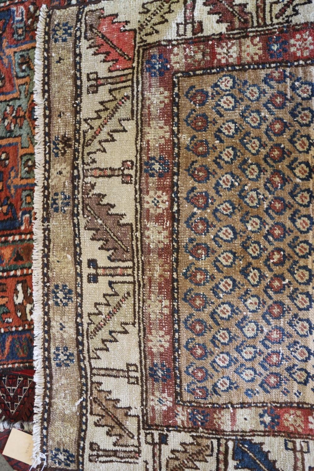 A tribal runner with all-over boteh design on a camel ground and two geometric borders, in shades of - Image 4 of 5