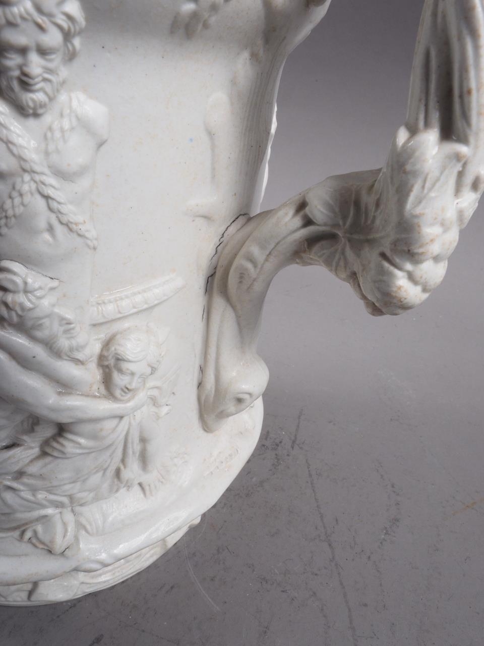 A Charles Meigh 19th century relief moulded jug with Bacchus and Silenus decoration, 10 1/4" high, a - Image 3 of 5