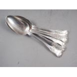 Six Glasgow Georgian silver shell pattern tablespoons, various makers, 14oz troy approx