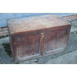 A 19th century mahogany cupboard enclosed two panelled doors, 41 1/2" wide x 22" deep x 24" high