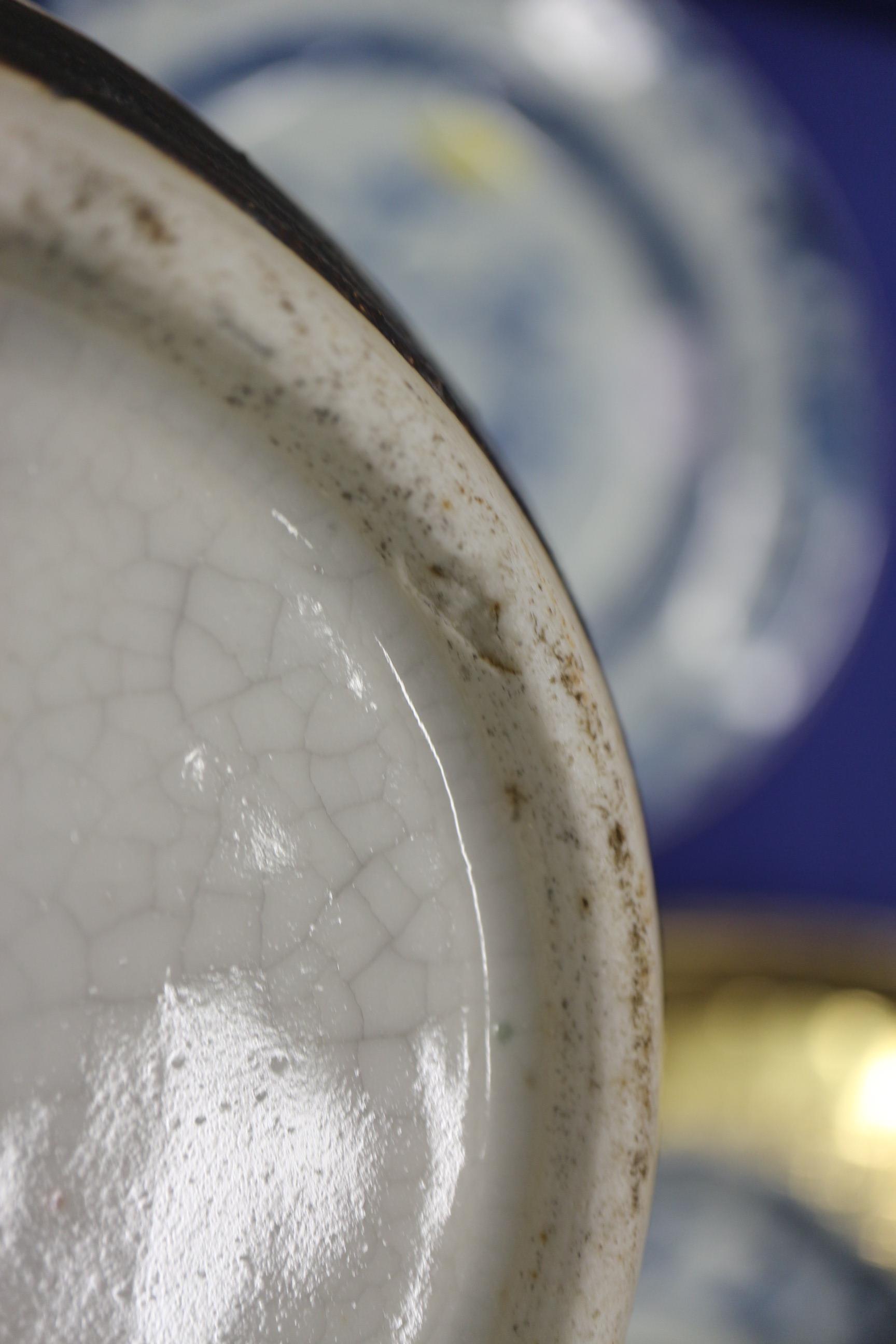 A Chinese blue and white crackle glazed ginger jar with floral decoration, and associated carved - Image 9 of 16