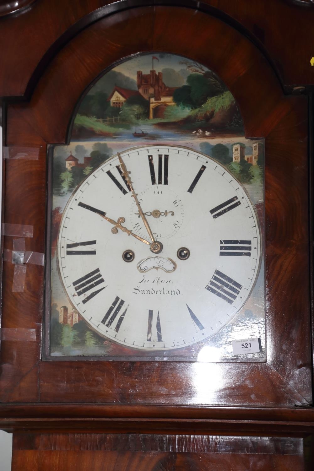 An early 19th century mahogany and banded long case clock with painted dial and striking movement, - Image 2 of 2