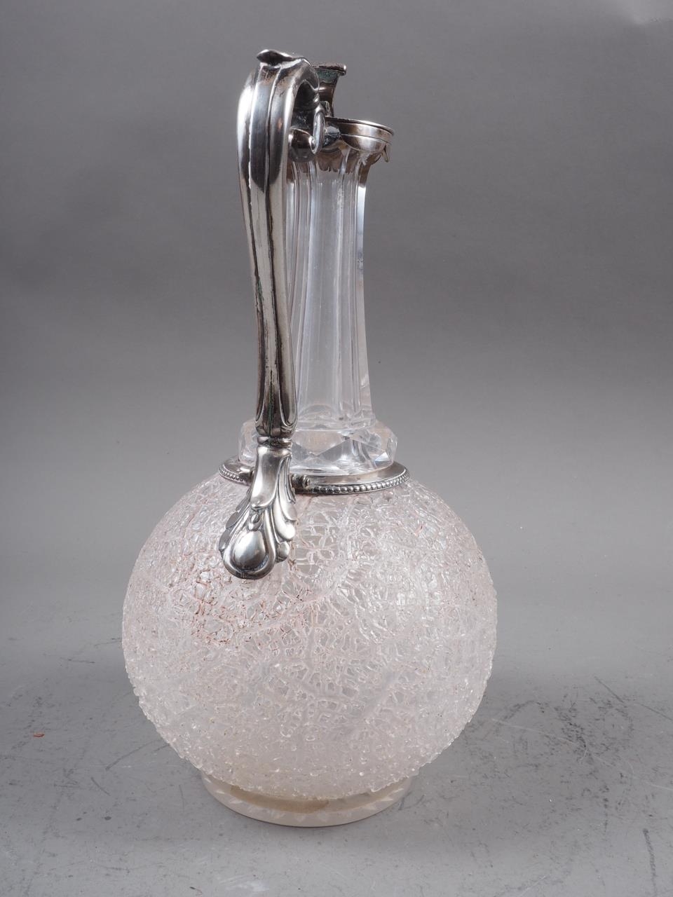 A 19th century silver mounted cut and crushed ice glass decanter, 10" high - Image 2 of 3