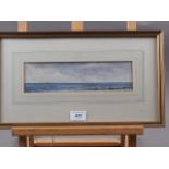 Sir Alfred East RA RI, 1982: watercolours, seascape, 2 3/4" x 10 1/4", in gilt strip frame