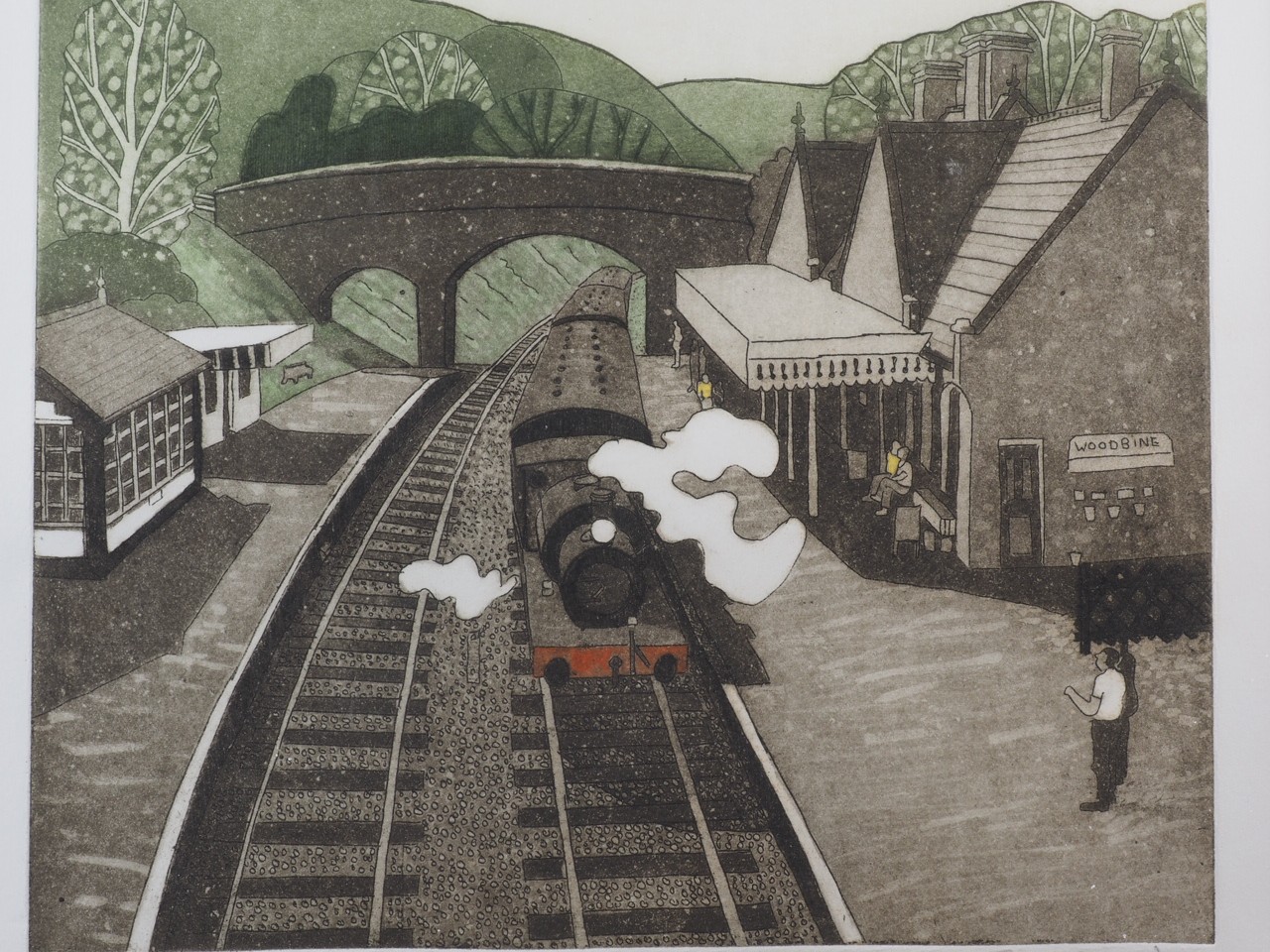 John Brunsdon: a limited edition print, "Weybourne Railway Station", in wooden strip frame - Image 2 of 4