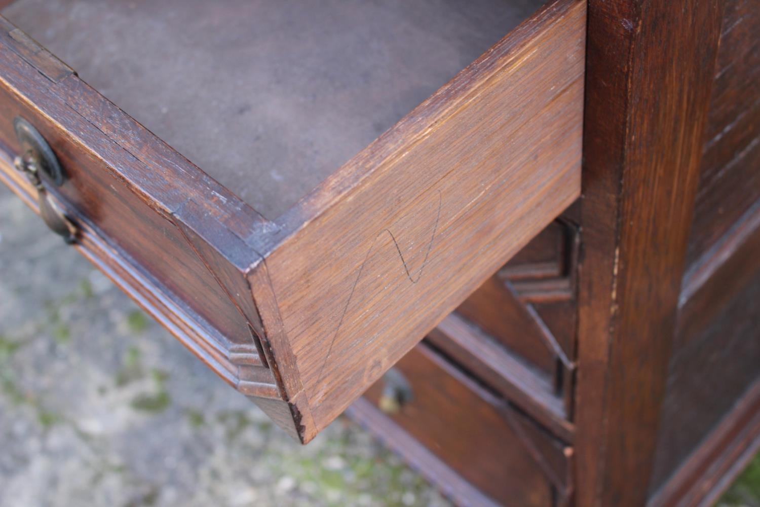 An oak chest of two short and two long drawers of 17th century design with fielded panel fronts, - Image 3 of 3