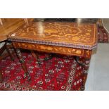 A 19th century walnut and floral marquetry card table, on turned supports, 33" wide