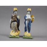 A pair of early Pratt classical figures, "Ceres" and "Apollo", on square bases, 5 1/4" high ("