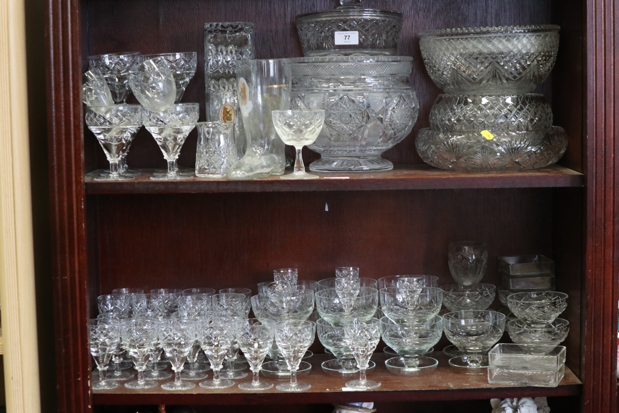 A quantity of clear drinking glasses, including wines, sherries, coupes and other glassware,