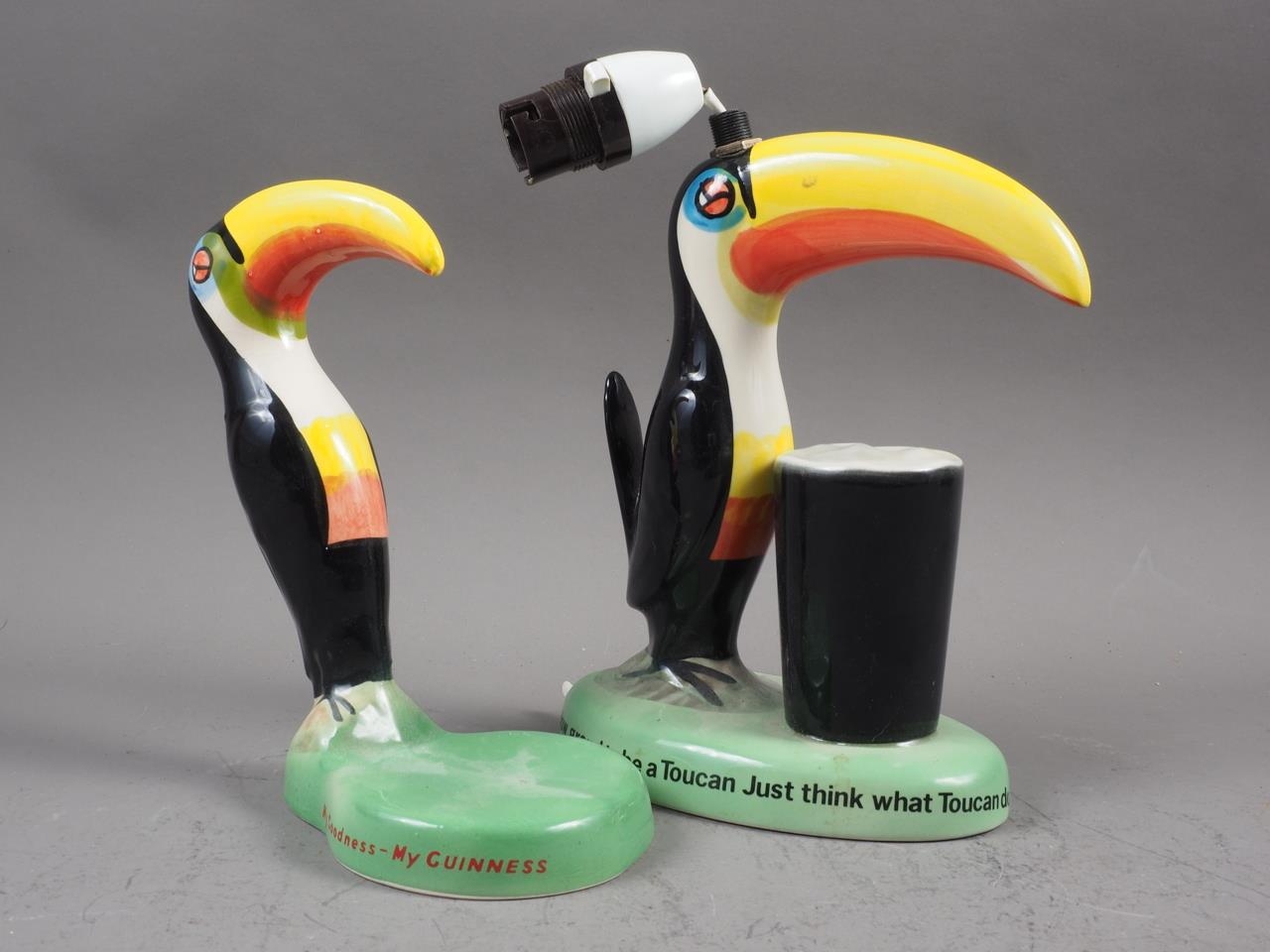 A Carltonware Guinness toucan and pint table lamp, 8 1/2" high, and a similar Carltonware Guinness