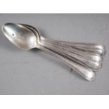 Five Glasgow Victorian silver Old English bead pattern teaspoons, 3.9oz troy approx