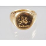 An 18ct gold signet ring, size J, 9.2g