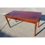 A mahogany side/centre table, on square tapered supports, 57" wide x 26 1/2" deep x 28" high