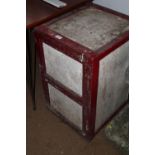 An early 20th century red and white painted floor-standing safe, 17" wide x 19" deep x 28" high