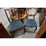 An early 19th century mahogany vertical rail back chair with drop-in seat, and a loopback chair,