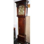 A 19th century oak longcase clock with brass and silvered moon-phase dial signed Joshua Moore