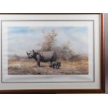 David Shepherd: a print, "The Rhino's Last Stand?" and another David Shepherd signed  print, "