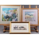 W W Chapman: watercolours, fishing boat offshore, 9 1/2" x 7", in strip frame, B Kemp: watercolours,