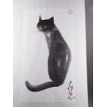 Kwo Da-Wei: a signed colour print, cat, unmounted