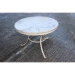 A marble top coffee table, 25" dia