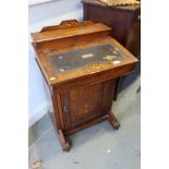 A late Victorian figured walnut and inlaid Davenport desk, fitted cupboard, 21" wide x 17" deep x