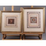 Two 18th century coloured engravings, classical figures and portrait, in gilt frames