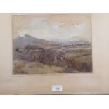 English early 20th century school watercolour, study of Gildon Hills, Melrose, indistinctly