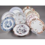 A collection of 19th century and later dessert and dinner plates, various designs