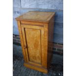 A Holland & Sons Hungarian ash bedside cupboard enclosed panel door, on block base, 16" wide x 14"