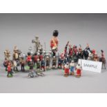 A quantity of lead military soldiers, including some Britains figures