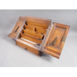 An oak desk tidy enclosed two doors over single drawer, 12" high
