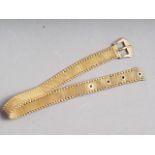 A 9ct gold mesh bracelet with buckle clasp, 9.6g (damages)