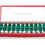 A set of ten silver "The Queens Beasts" spoons, in fitted case, 10.7oz troy approx