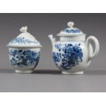 An 18th century Worcester blue and white "Chinese fence" pattern teapot and a similar lidded sucrier
