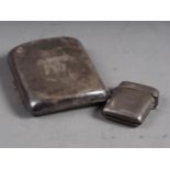 A silver vesta case and a silver cigarette case, 2.3oz troy approx