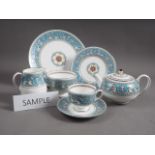A Wedgwood "Florentine" pattern teaset for six (one cup cracked)