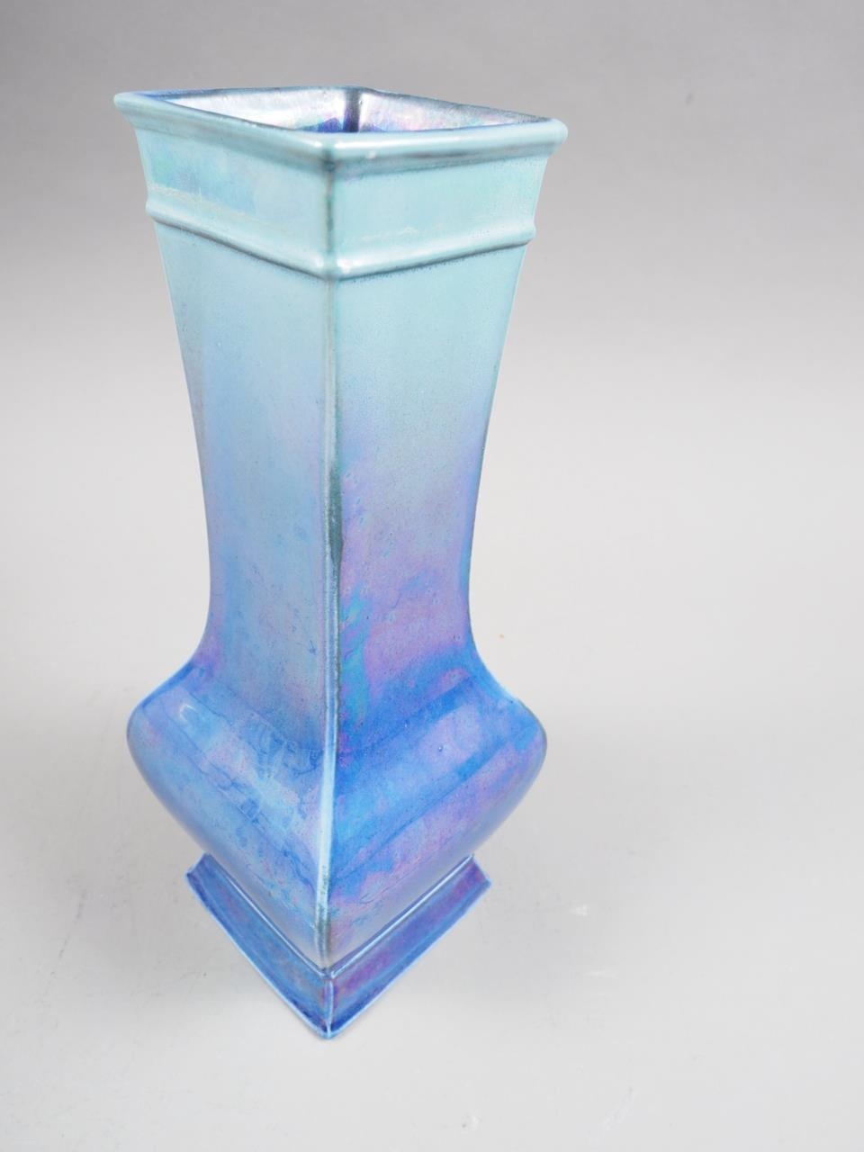 A Shelley china blue lustre glazed vase, by Walter Slater, 8 1/2" high