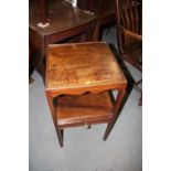 A 19th century two-tier wash stand, fitted one drawer, on square supports, 15" square x 27 1/2" high