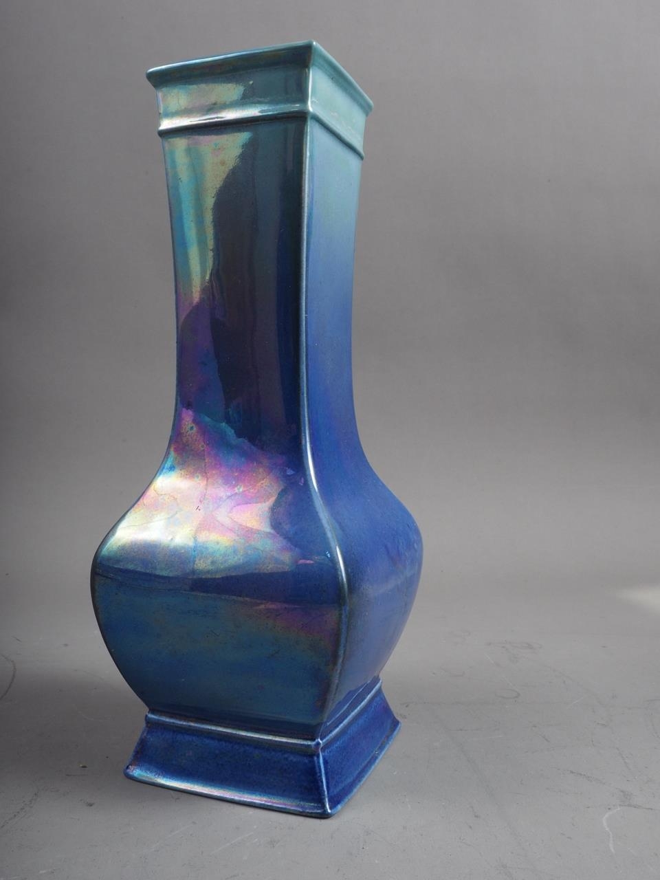 A Shelley china blue lustre glazed vase, by Walter Slater, 8 1/2" high - Image 2 of 5