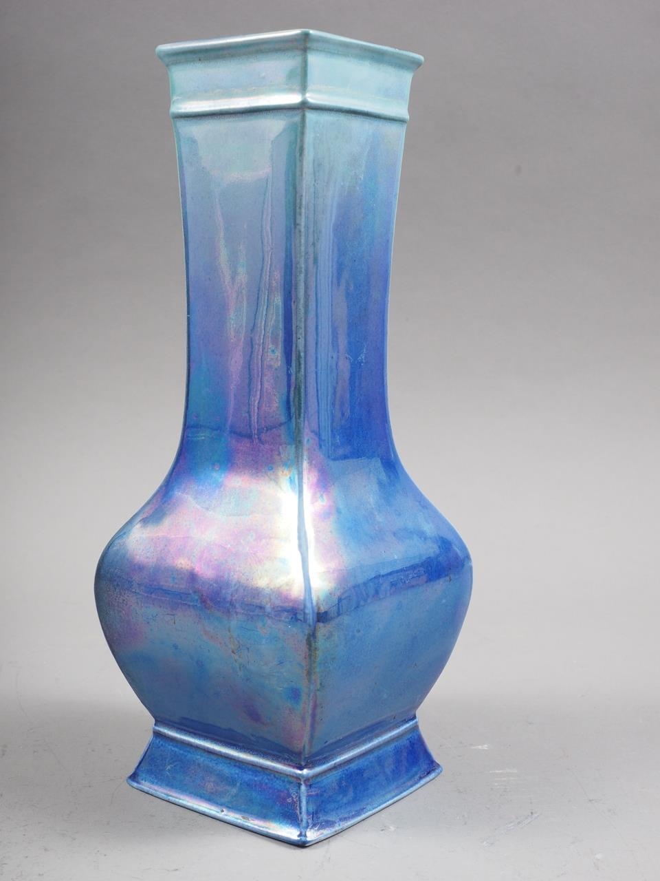 A Shelley china blue lustre glazed vase, by Walter Slater, 8 1/2" high - Image 5 of 5