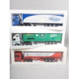 Three Eligor die-cast 1:43 scale models of lorries, Gwyned Shipping Group, Mackeefry tanker and