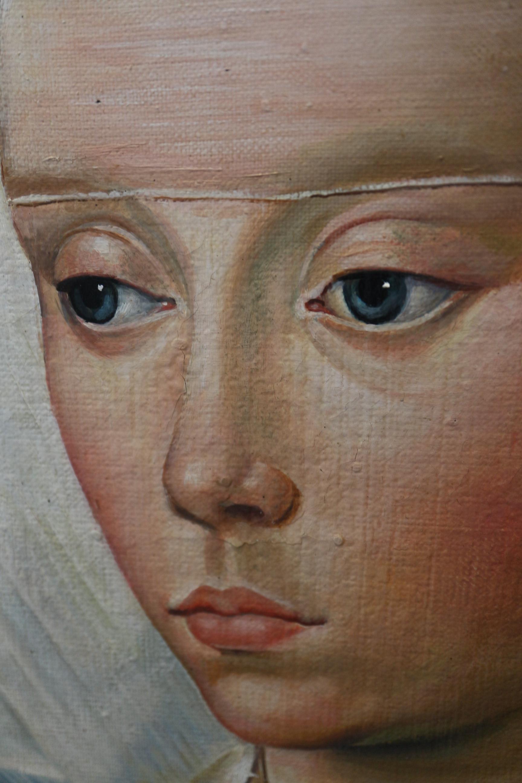 Dutch School after Van Eyke: oil on canvas, portrait of a woman, 22 1/2" x 19", in deep carved - Image 4 of 10