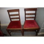 A pair of 19th century provincial fruitwood and ash bar and ball back side chairs with drop-in seats